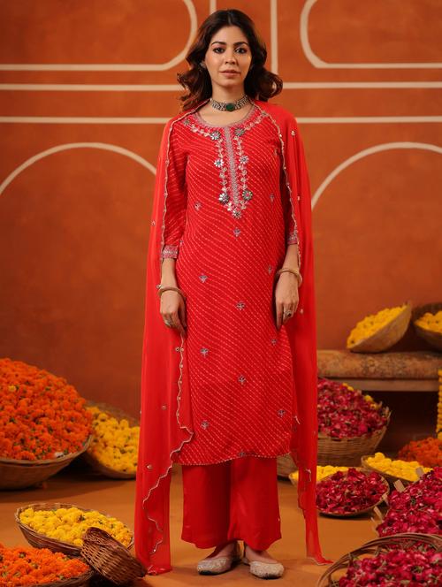 women three quarter sleeve kurta pant with dupatta set - 22062069 - Very Small Image - 1