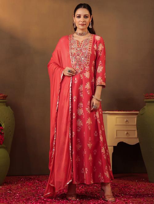 women three quarter sleeve kurta pant with dupatta set - 22062090 - Very Small Image - 1