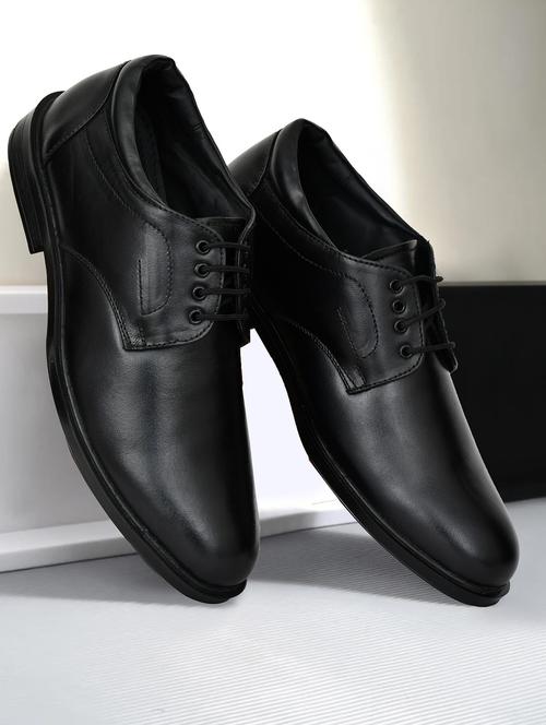 men black solid lace-up derby - 22062642 - Very Small Image - 1
