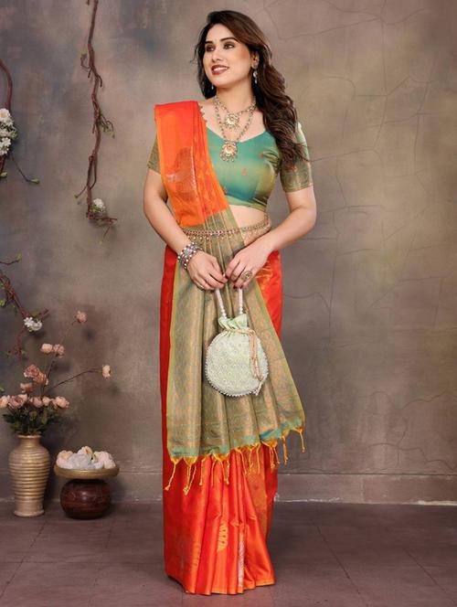 women self design banarasi saree with blouse - 22063845 - Very Small Image - 1