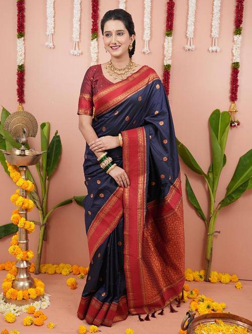 multi colored silk banarasi saree with blouse - 22063854 - Very Small Image - 1