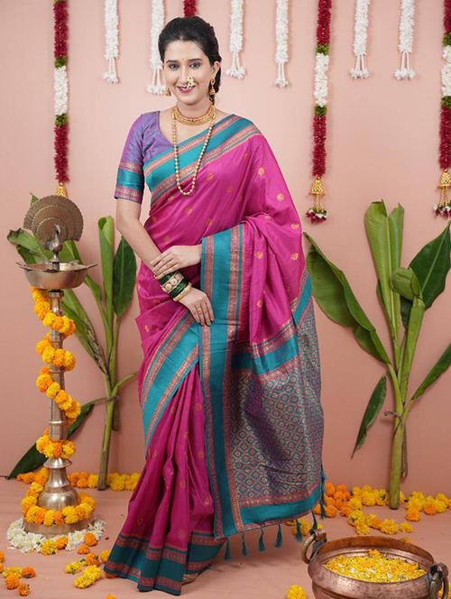 multi colored silk banarasi saree with blouse - 22063855 - Very Small Image - 1