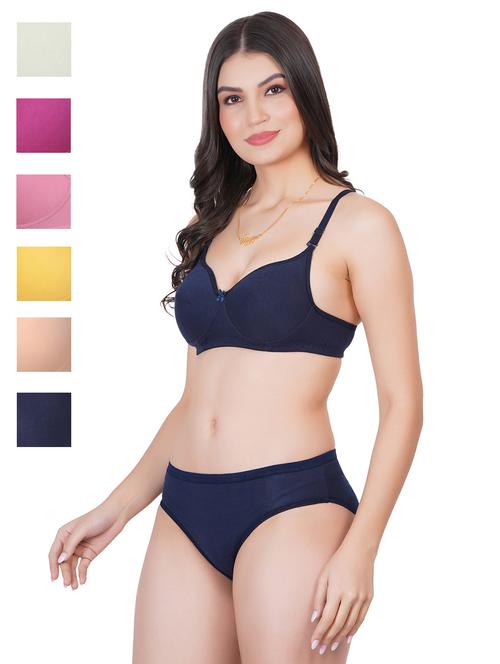 women pack of 6 solid bra and panty set - 22064194 - Very Small Image - 1