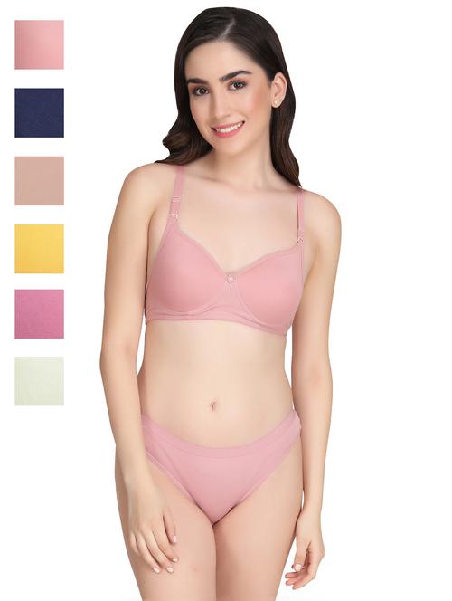women pack of 6 solid bra and panty set - 22064195 - Very Small Image - 1