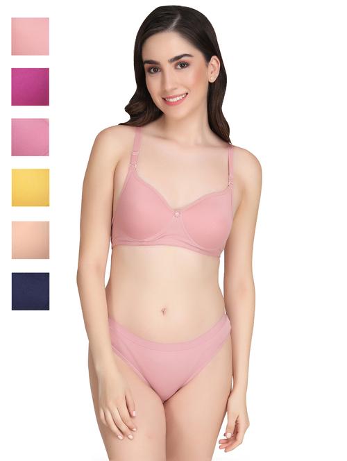 women pack of 6 solid bra and panty set - 22064196 - Very Small Image - 1