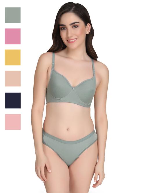 women pack of 6 solid bra and panty set - 22064199 - Very Small Image - 1