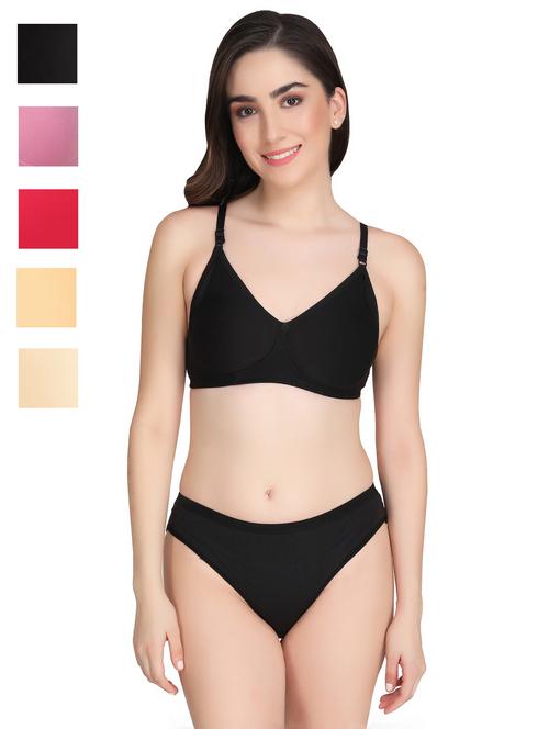 black cotton blend bras and panty set - 22064340 - Very Small Image - 1