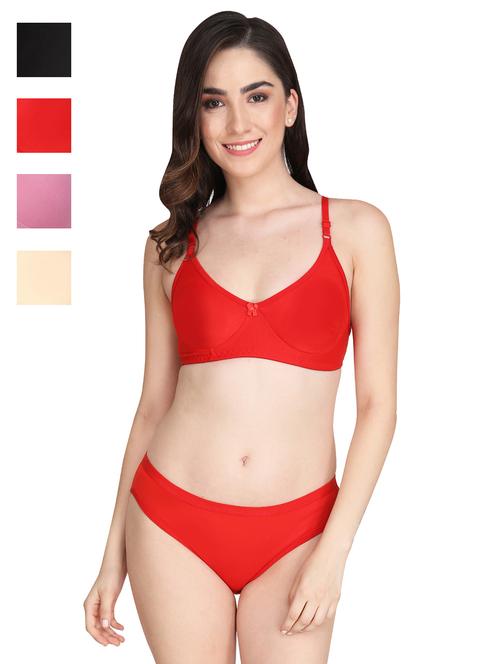 women pack of 4 solid bra and panty set - 22064456 - Very Small Image - 1