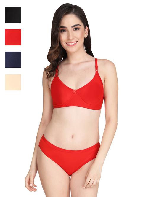 women pack of 4 solid bra and panty set - 22064459 - Very Small Image - 1