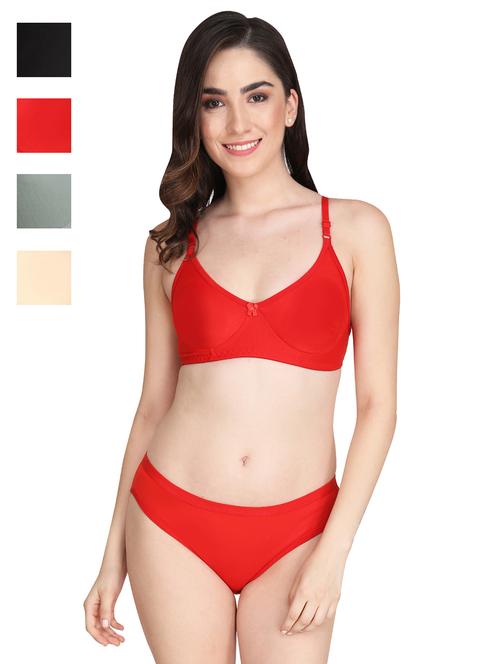 women pack of 4 solid bra and panty set - 22064461 - Very Small Image - 1