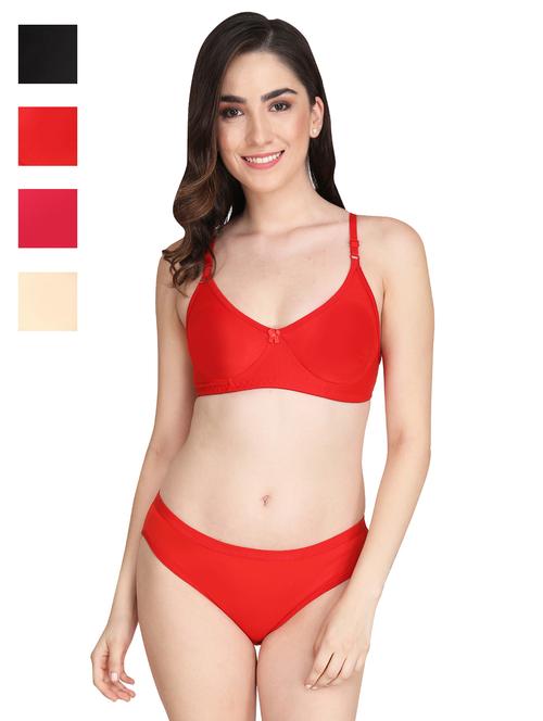 women pack of 4 solid bra and panty set - 22064466 - Very Small Image - 1