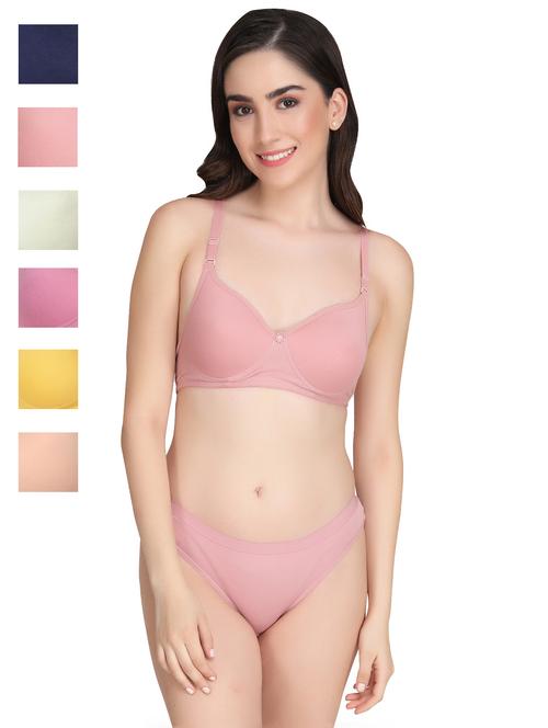 women pack of 6 solid bra and panty set - 22064725 - Very Small Image - 1