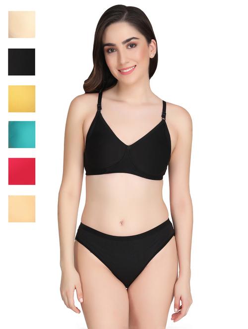 women pack of 6 solid bra and panty set - 22064782 - Very Small Image - 1
