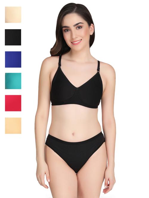 women pack of 6 solid bra and panty set - 22064789 - Very Small Image - 1