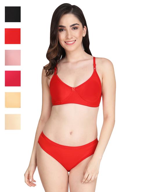 women pack of 6 solid bra and panty set - 22064796 - Very Small Image - 1
