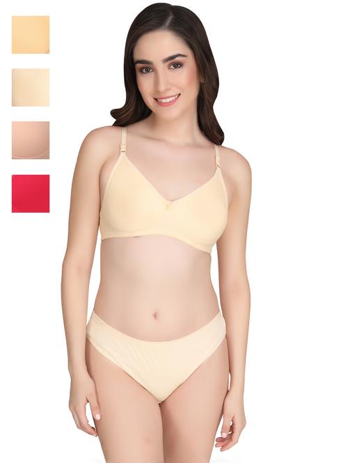 women pack of 4 solid bra and panty set - 22064963 - Very Small Image - 1
