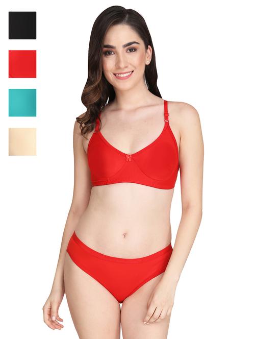 women pack of 4 solid bra and panty set - 22064995 - Very Small Image - 1