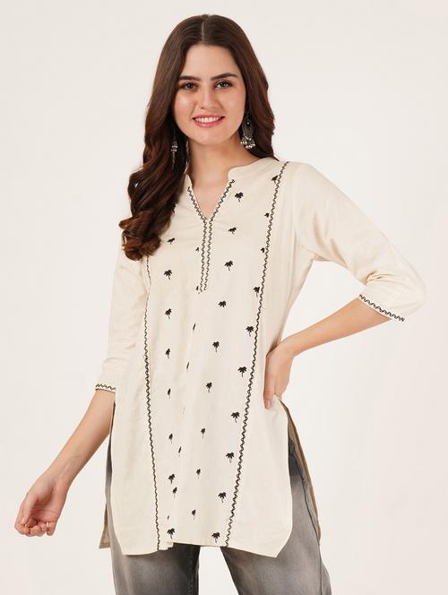 women embroidered three quarter sleeve straight kurti - 22065267 - Very Small Image - 1