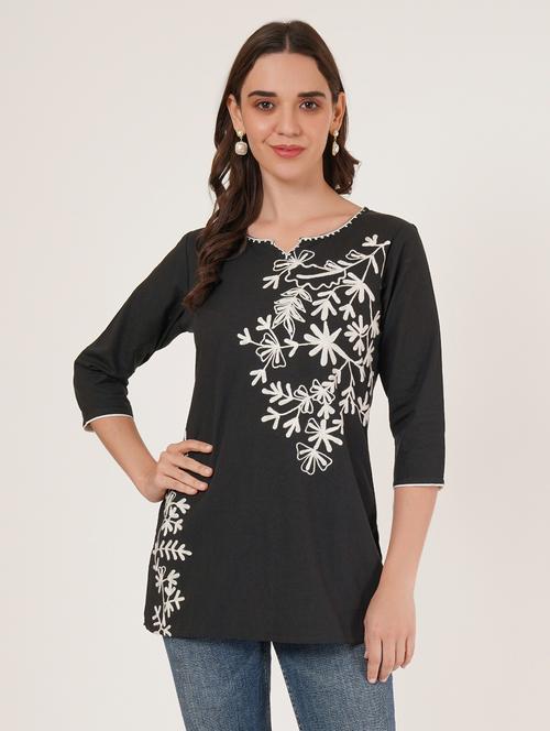 women embroidered three quarter sleeve straight kurti - 22065832 - Very Small Image - 1