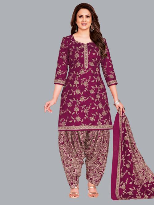 women floral printed unstitched salwar suit set - 22065897 - Very Small Image - 1