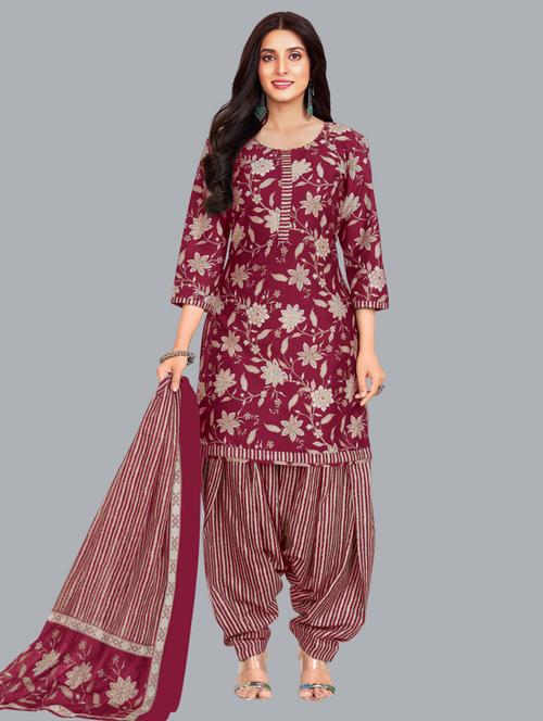 women floral printed unstitched salwar suit set - 22065947 - Very Small Image - 1