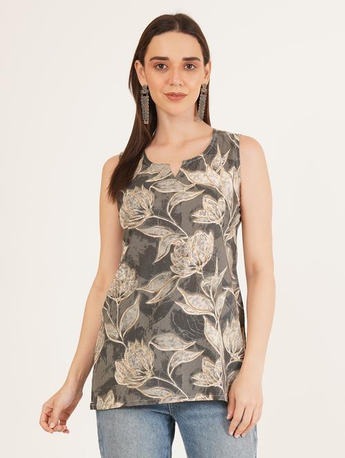women floral printed sleeveless straight kurti - 22066255 - Very Small Image - 1
