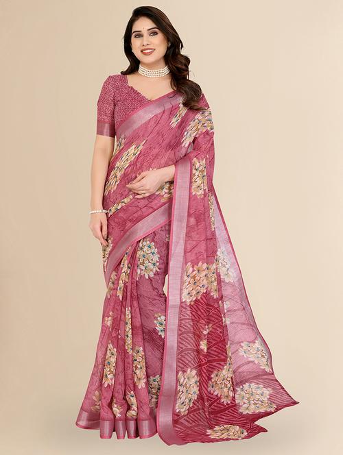 women printed casual wear saree with blouse - 22067590 - Very Small Image - 1