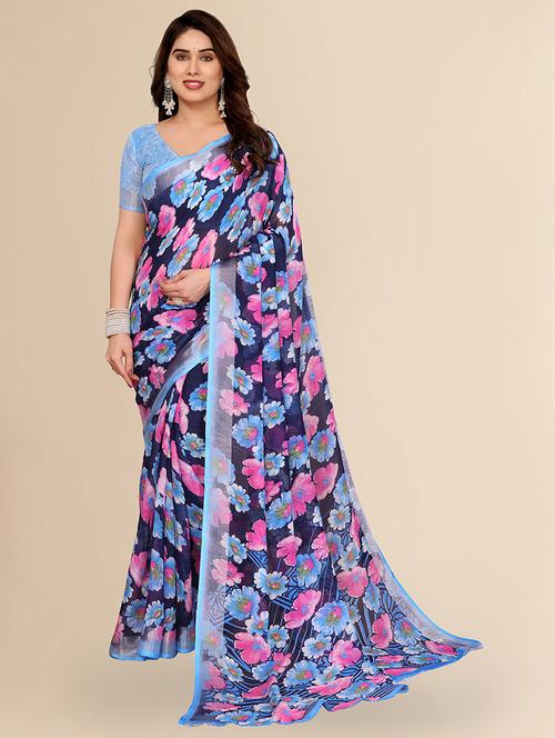women printed casual wear saree with blouse - 22067592 - Very Small Image - 1