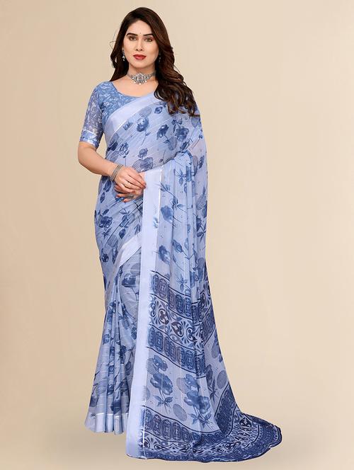 women printed casual wear saree with blouse - 22067619 - Very Small Image - 1
