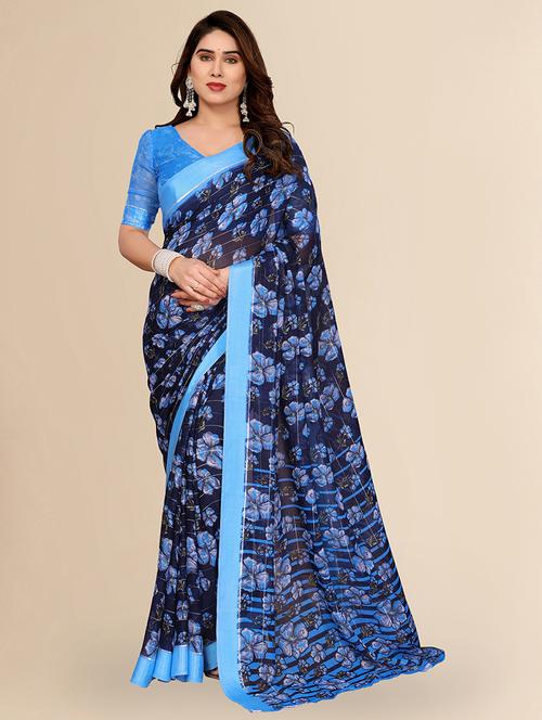 women printed casual wear saree with blouse - 22067625 - Very Small Image - 1