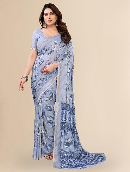 women printed casual wear saree with blouse - 22067637 - Very Small Image - 1