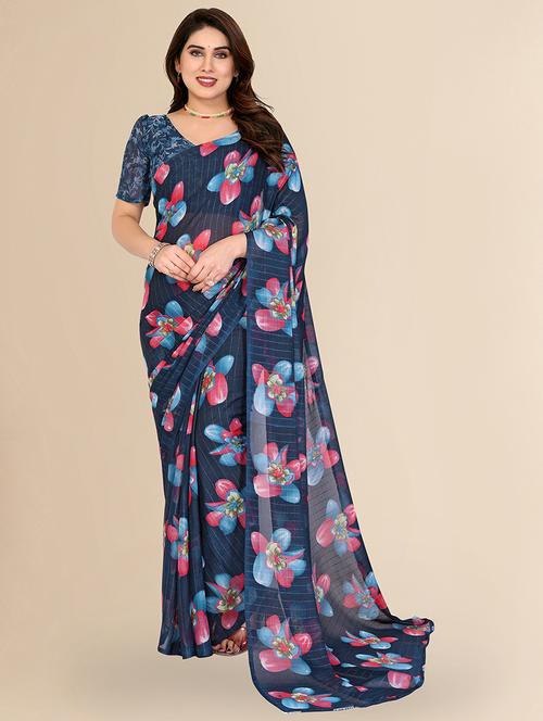 women printed casual wear saree with blouse - 22067645 - Very Small Image - 1