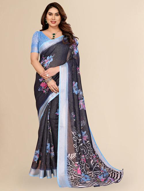 women printed casual wear saree with blouse - 22067665 - Very Small Image - 1