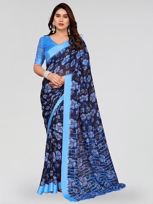 women printed casual wear saree with blouse - 22067924 - Very Small Image - 1