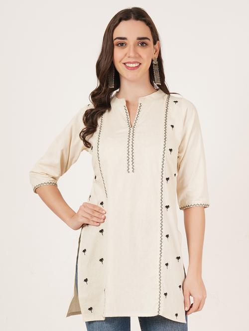 women embroidered three quarter sleeve straight kurti - 22068286 - Very Small Image - 1