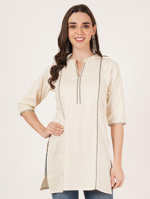 women embroidered three quarter sleeve straight kurti - 22068290 - Very Small Image - 1
