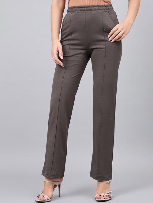 women solid mid rise straight trouser - 22068816 - Very Small Image - 1
