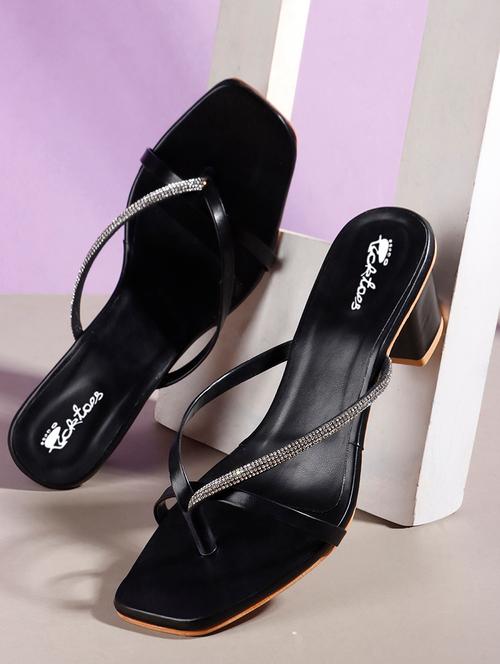 women embellished slip on block heels - 22069091 - Very Small Image - 1