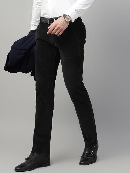 Men Solid Mid Rise Flat Front Trouser - 22069305 - Very Small Image - 1