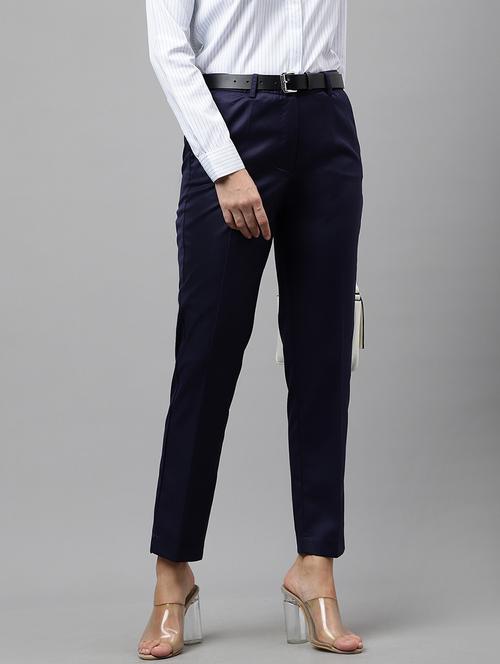 women solid mid rise cigarette pants - 22069336 - Very Small Image - 1