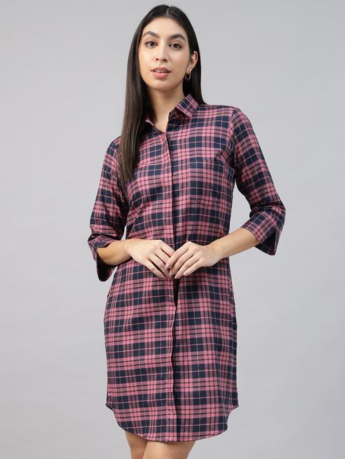 women checkered collared shirt dress - 22069352 - Very Small Image - 1