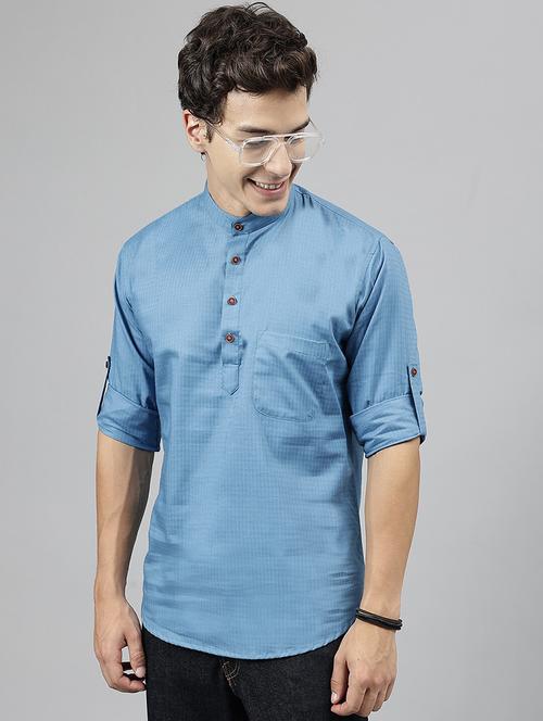 men mandarin neck long sleeve short kurta - 22069383 - Very Small Image - 1