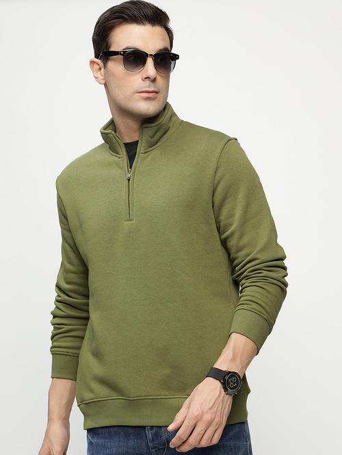 Men Solid Long Sleeve Stand Collar Sweatshirt - 22069476 - Very Small Image - 1