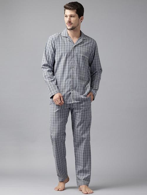 men checkered long sleeve nightwear set - 22069521 - Very Small Image - 1