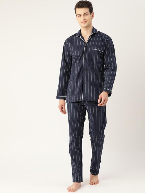 men striped long sleeve sleepwear set - 22069546 - Very Small Image - 1