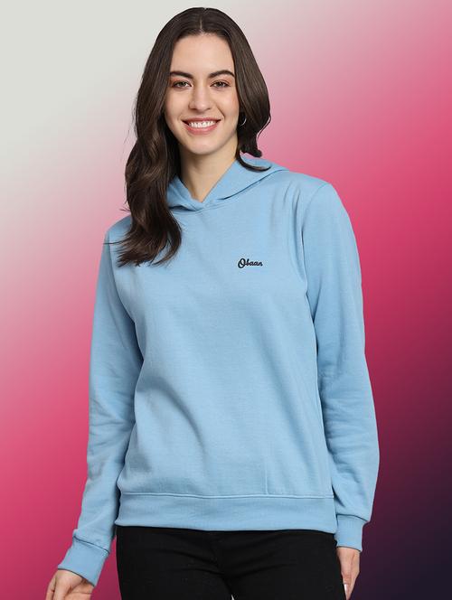 women solid long sleeve hooded sweatshirt - 22070264 - Very Small Image - 1