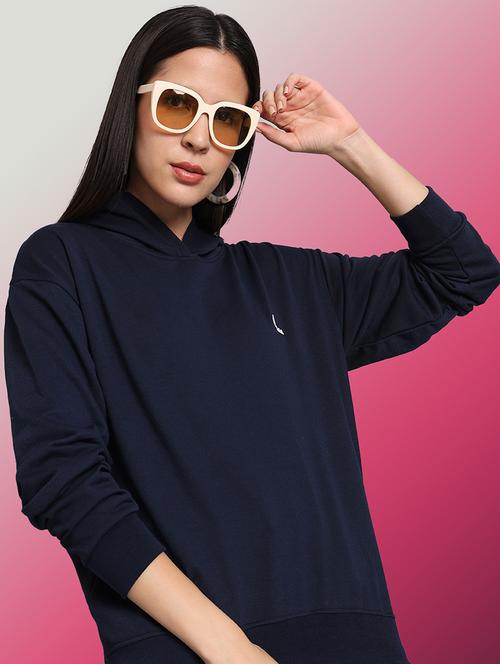 women solid long sleeve hooded sweatshirt - 22070265 - Very Small Image - 1