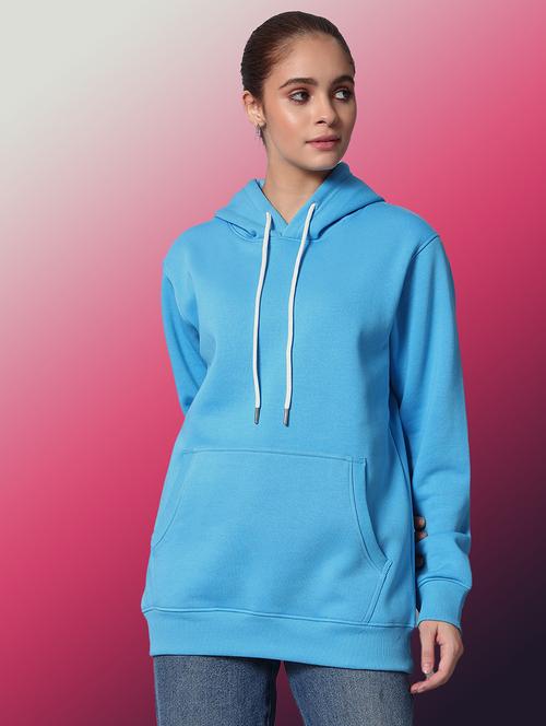 women solid long sleeve hooded sweatshirt - 22070339 - Very Small Image - 1