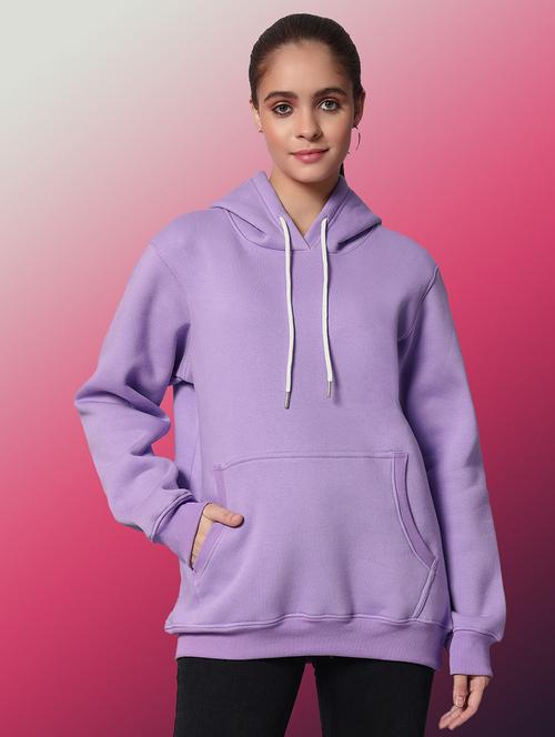 women solid long sleeve hooded sweatshirt - 22070356 - Very Small Image - 1