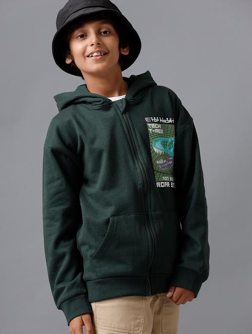 boys printed long sleeve hooded jacket - 22070630 - Very Small Image - 1